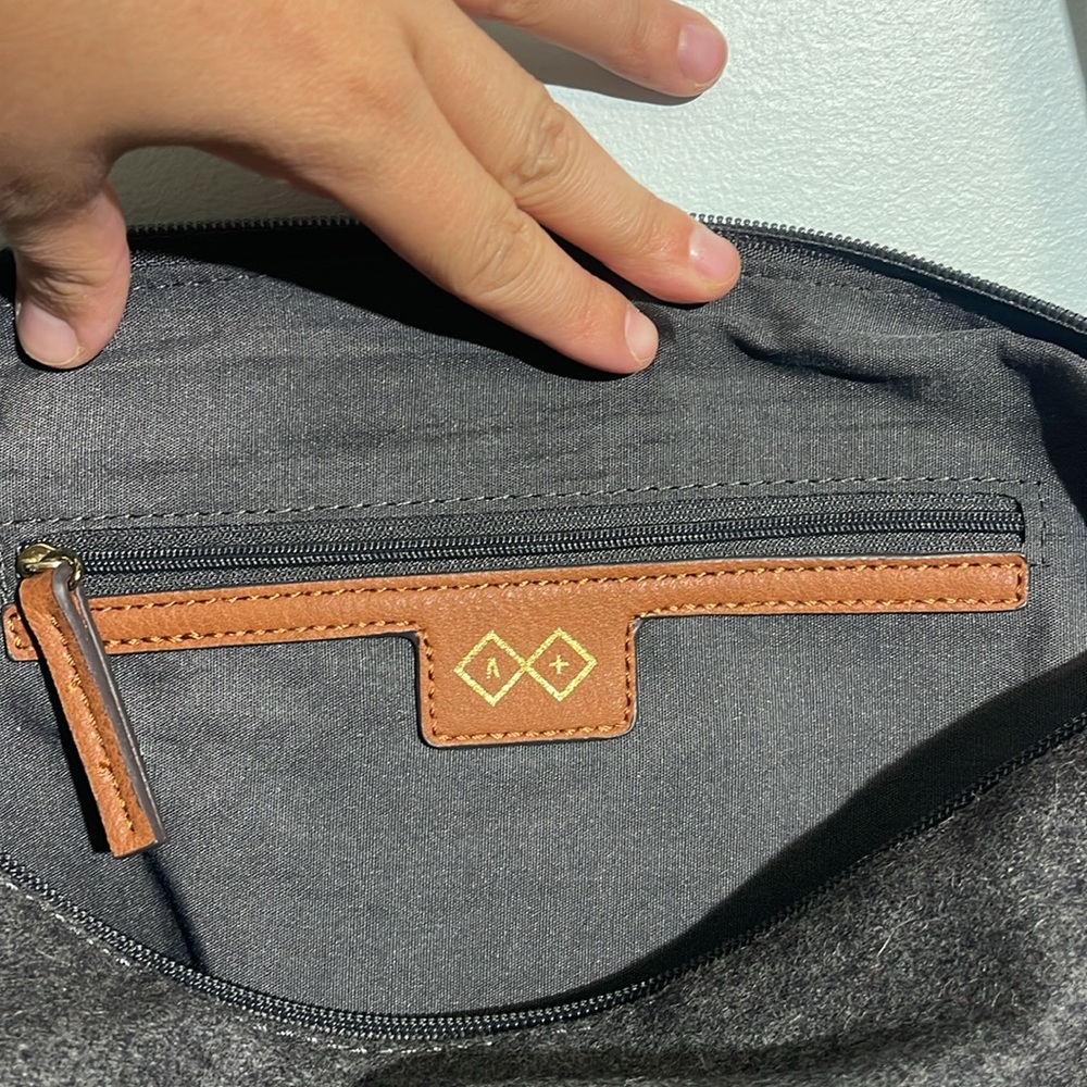 Wool Blend Gray Zipper Closure Women’s Purse Shoulder Bag Adjustable Strap - Picture 4 of 9